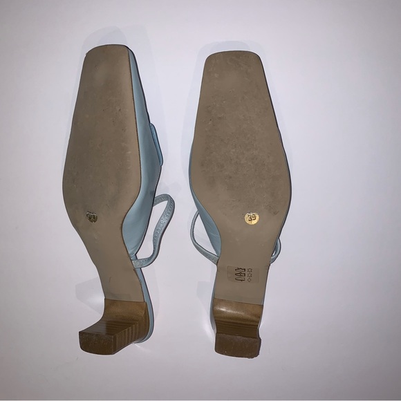 Robin’s Egg Blue Leather High Heeled Slingbacks by Sonate, Vintage, Size 39 - Picture 3 of 4